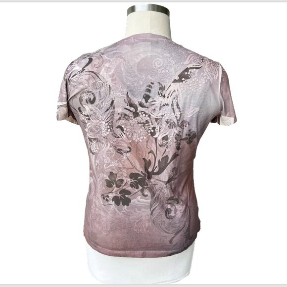Appropriate Behavior - Smokey Pink Taupe Gold Paisley Tee Size XL (16-18) - Picture 4 of 12